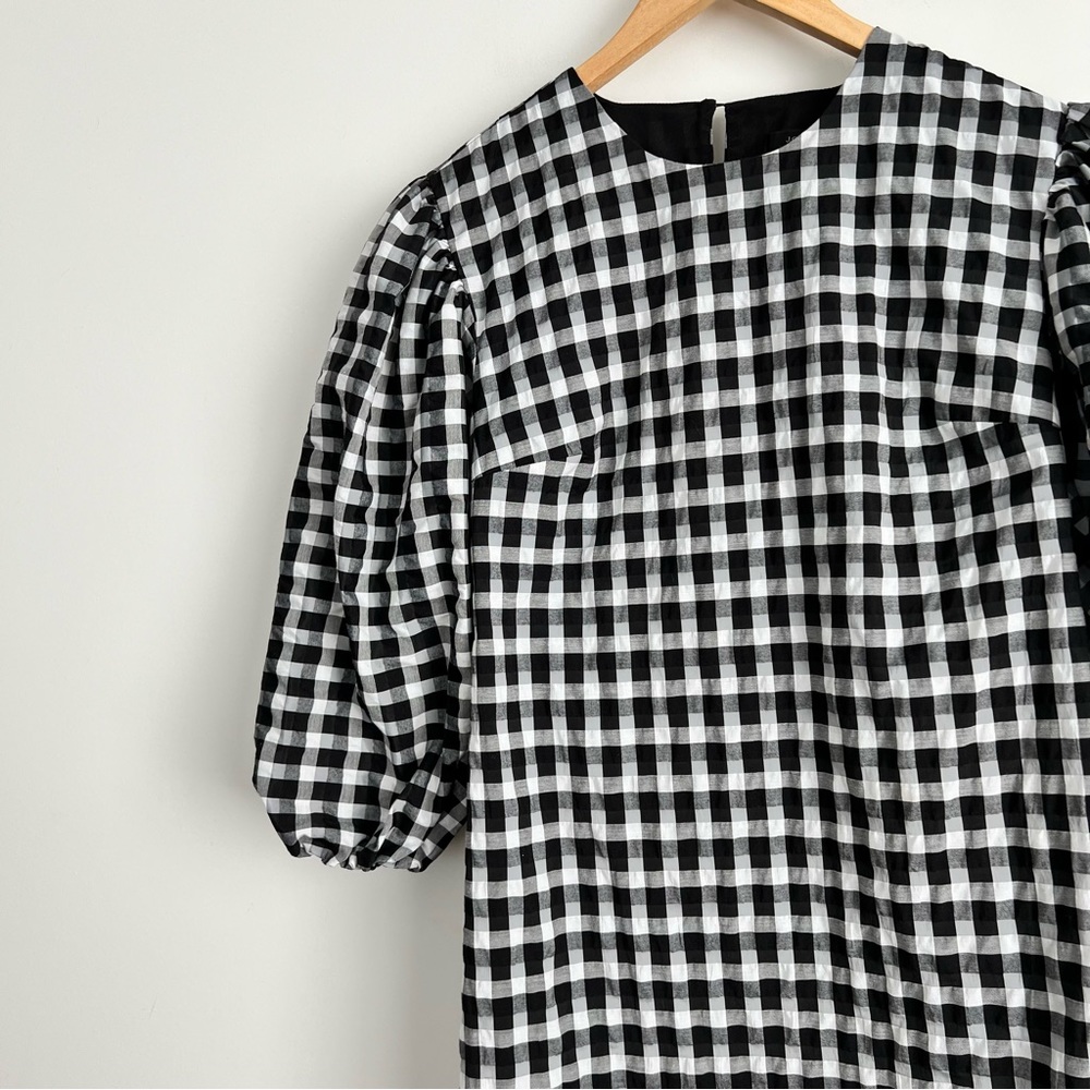 J. Crew Puff-Sleeve Mini Dress in Textured Plaid - Picture 6 of 10